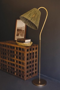 Lighting - Rattan-Wrapped Floor Lamp with Raffia Shade