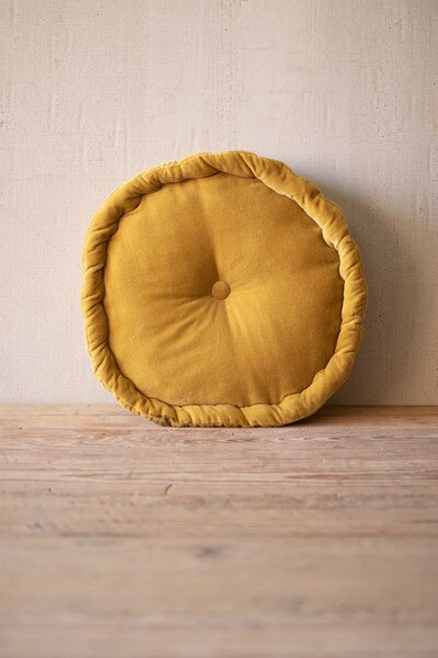 round velvet floor cushion honey