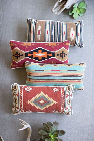 Christmas storys set of four printed southwest lumbar pillows