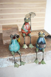 Set of 3 Recycled Iron Frogs