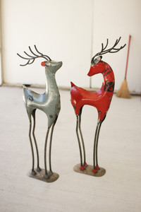 Set of 2 Recycled Iron Painted Deer