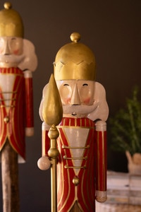 Holiday - Set of 2 Painted Metal Nutcrackers on Wood Bases