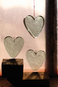 hanging recycled glass - heart
