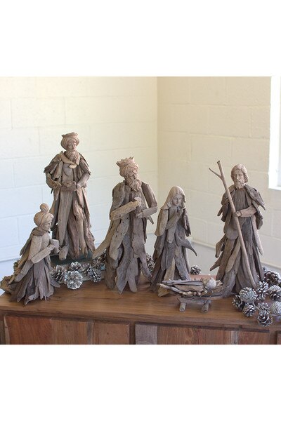Six Piece Driftwood Nativity Set
