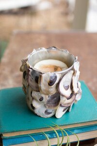 oyster shell round candle holder