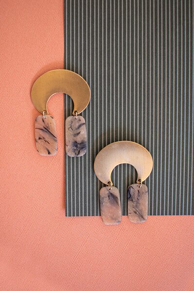Brass and Acrylic Earrings