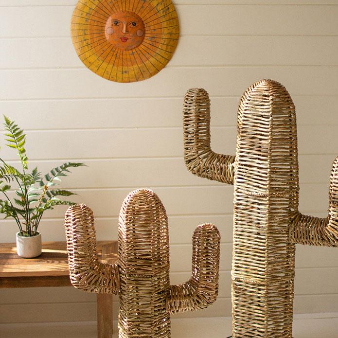 Set Of 2 Woven Seagrass Cacti