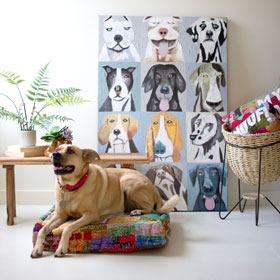 Sparky with 12 emotional dogs painting and other pet decor